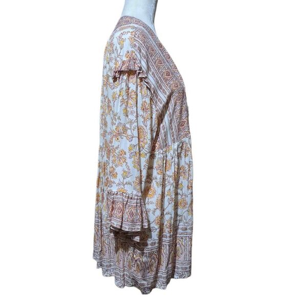 Free People Moonlight Dance Women's Printed Boho Tunic Top Ivory Combo Floral M - Picture 5 of 11
